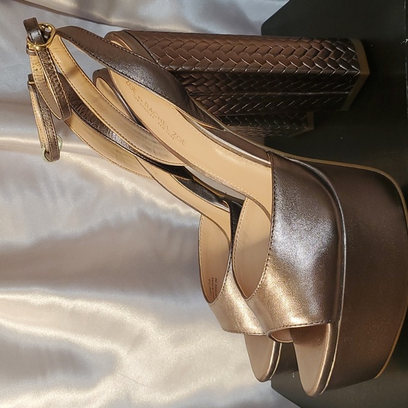 Metallic Rachel Zoe Claire Platform Heels Sandals - Picture 1 of 11